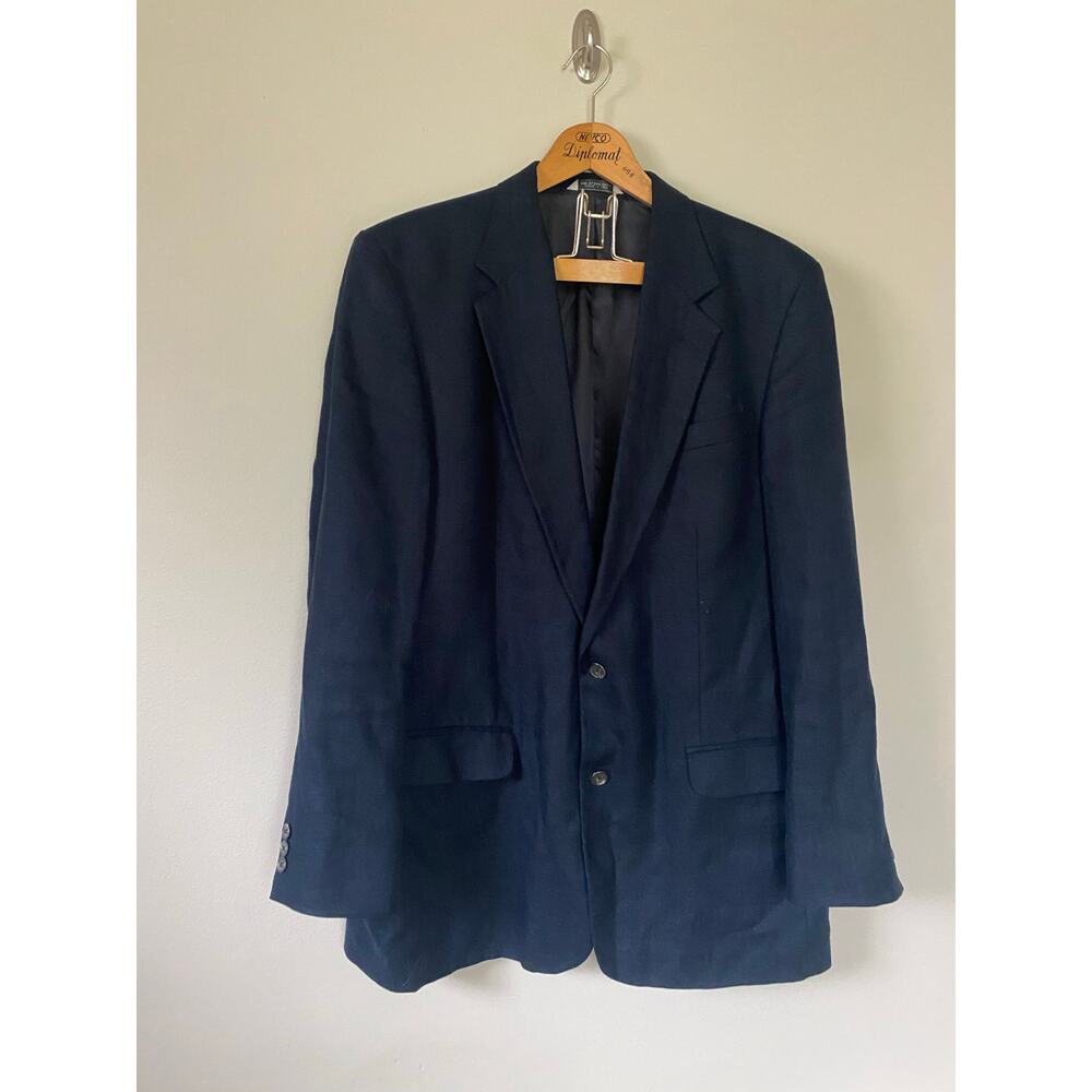 AKA EDDIE BAUER mens blazer sport coat jacket 44 linen black suit seperates